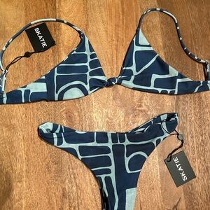Skatie Blue Patterned Bikini NWT